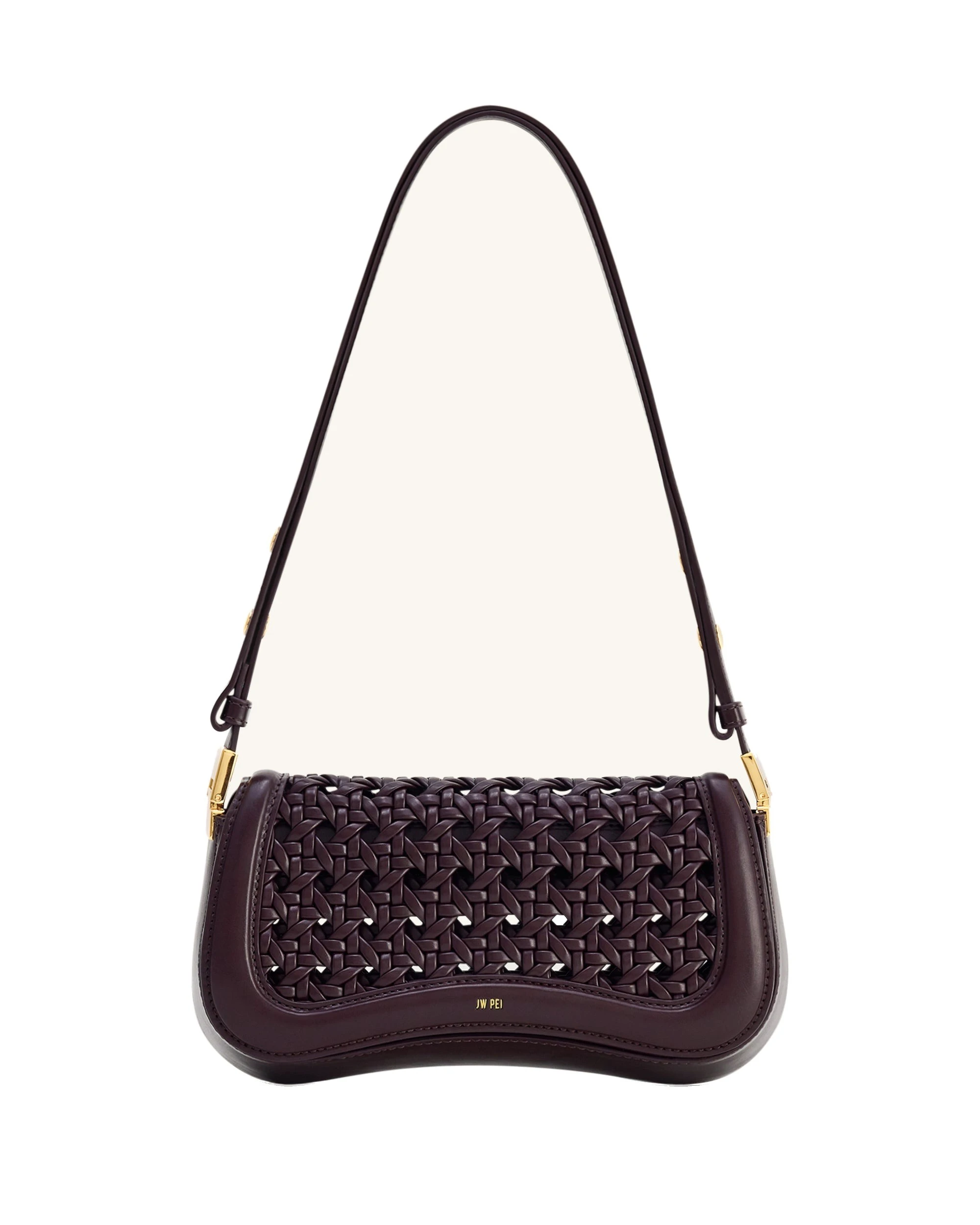 JW PEI Joy Woven Shoulder Bag in Dark Red | Shoulder & Crossbody Bags | Luxury Shoes JW PEI Joy Woven Shoulder Bag in Dark Red