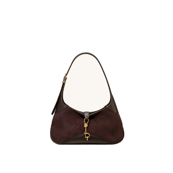 Juliette Key Charm East-West Shoulder Bag in Dark Brown