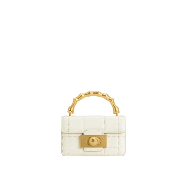 Kaia Bamboo Metal Handle Handbag in White