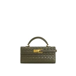JW PEI Keyla Weave Texture Top Handle Bag in Olive Green