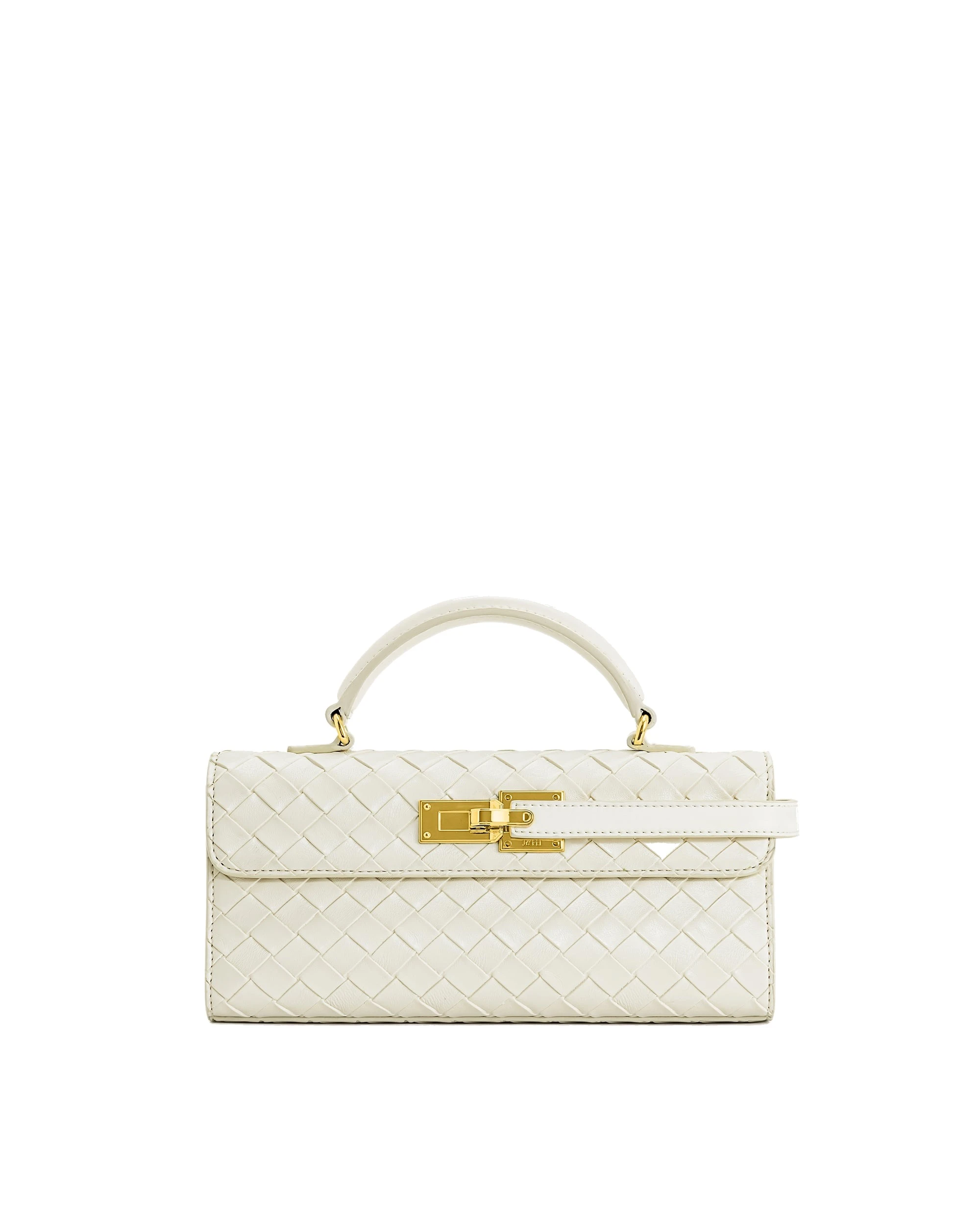 JW PEI Keyla Weave Texture Top Handle Bag in White | Totes & Top-Handle Bags | Luxury Shoes JW PEI Keyla Weave Texture Top Handle Bag in White