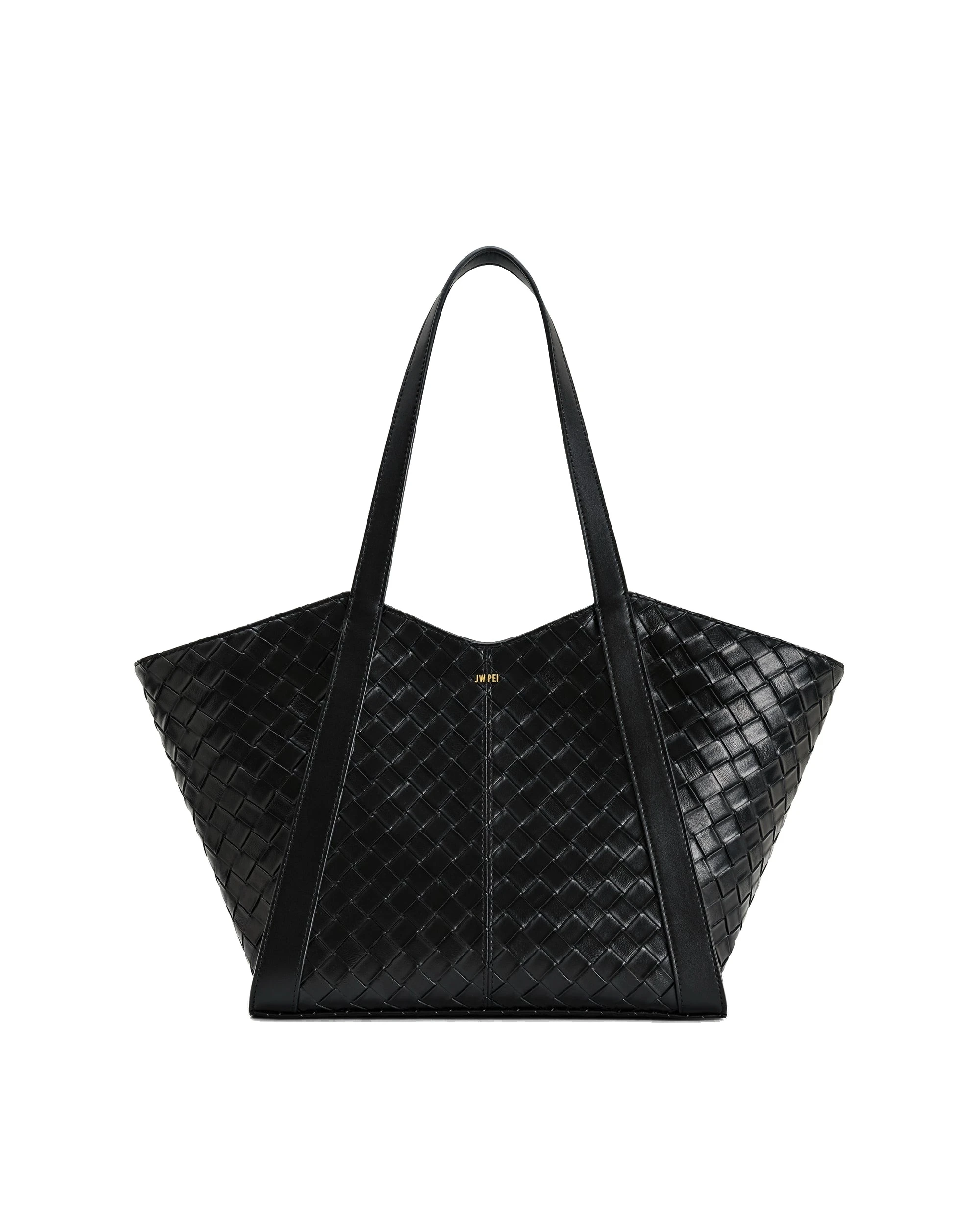 JW PEI Kiana Large Capacity Weave Texture Tote Bag in Black | Totes & Top-Handle Bags | Luxury Shoes JW PEI Kiana Large Capacity Weave Texture Tote Bag in Black