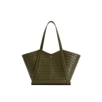 JW PEI Kiana Large Capacity Weave Texture Tote Bag in Dark Olive