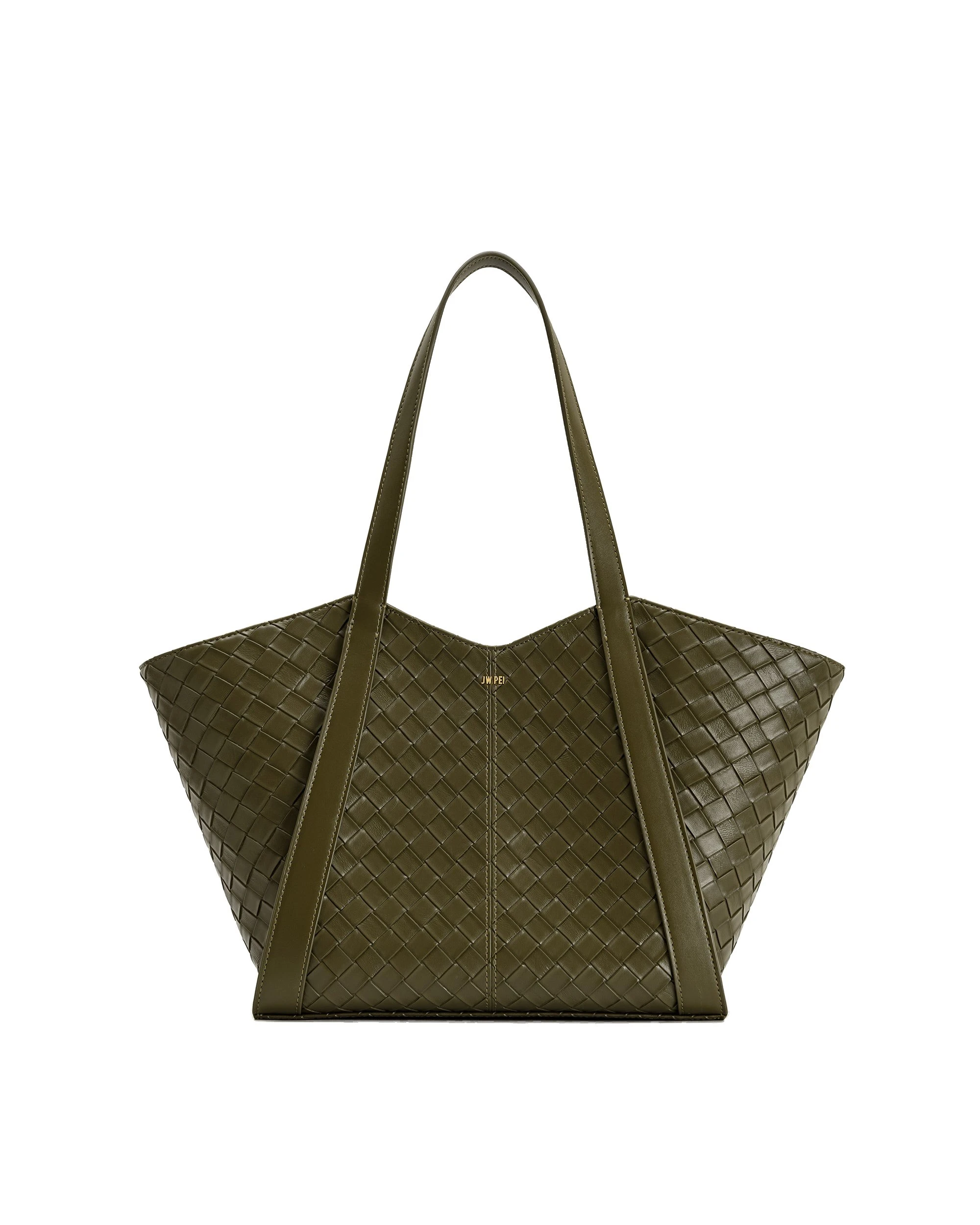 JW PEI Kiana Large Capacity Weave Texture Tote Bag in Dark Olive | Totes & Top-Handle Bags | Luxury Shoes JW PEI Kiana Large Capacity Weave Texture Tote Bag in Dark Olive