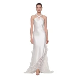 JW PEI Lace Panel Halter Satin Maxi Dress