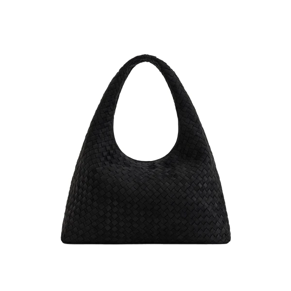 JW PEI Laura Faux Suede Woven Shoulder Bag in Black