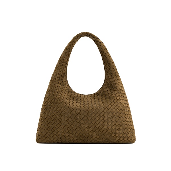 JW PEI Laura Faux Suede Woven Shoulder Bag in Olive Green