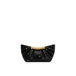 JW PEI Leia Artificial Crystal Pleated Clutch in Glossy Black