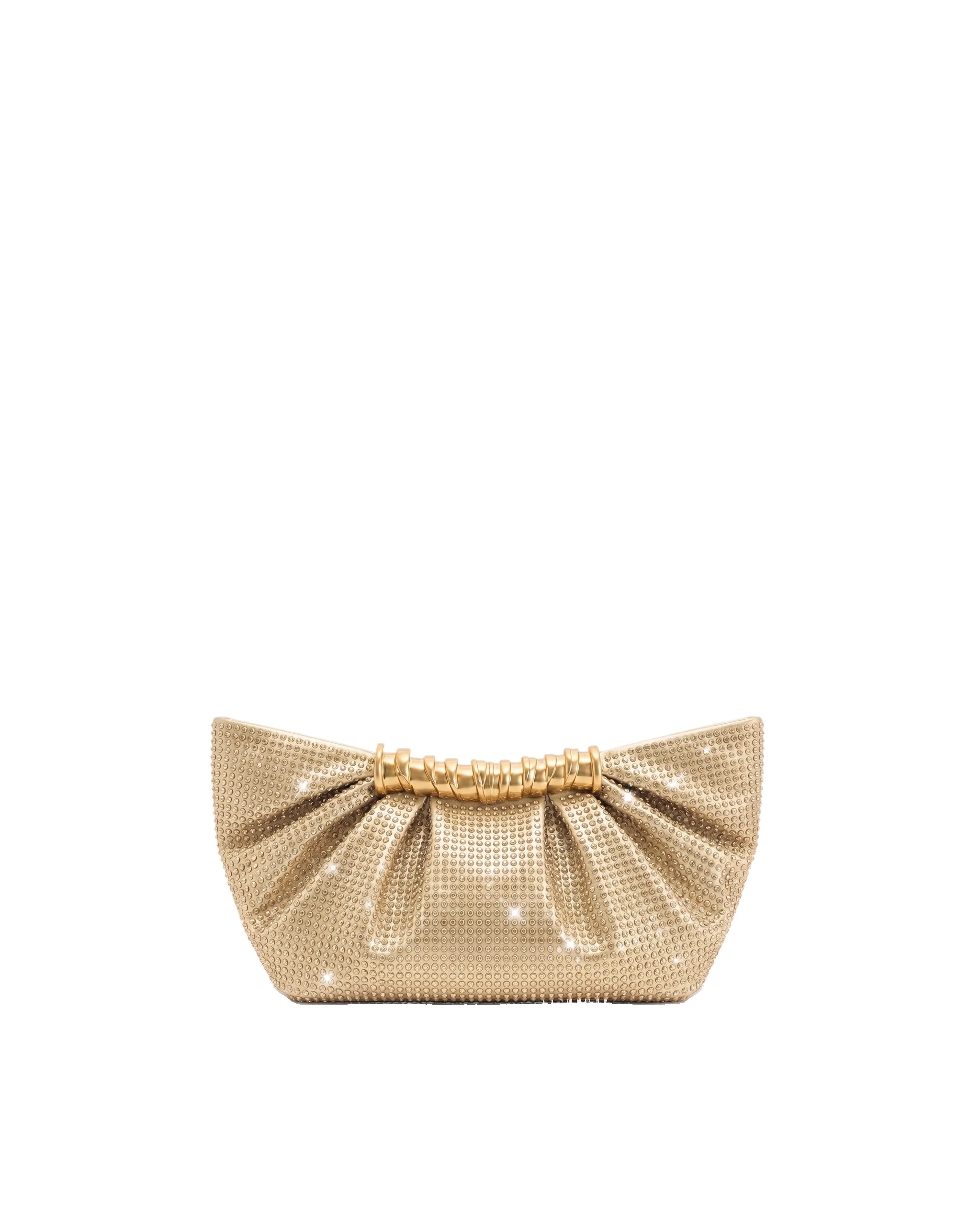 JW PEI Leia Artificial Crystal Pleated Clutch in Gold | Clutch Bags | Luxury Shoes JW PEI Leia Artificial Crystal Pleated Clutch in Gold