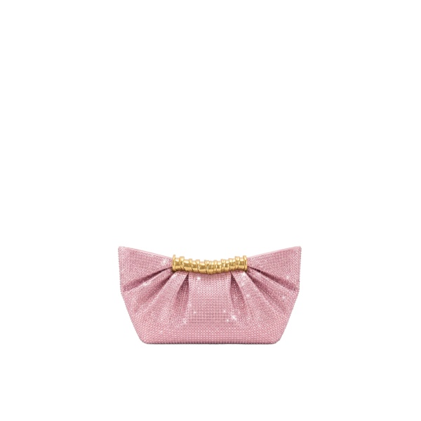 JW PEI Leia Artificial Crystal Pleated Clutch in Pink