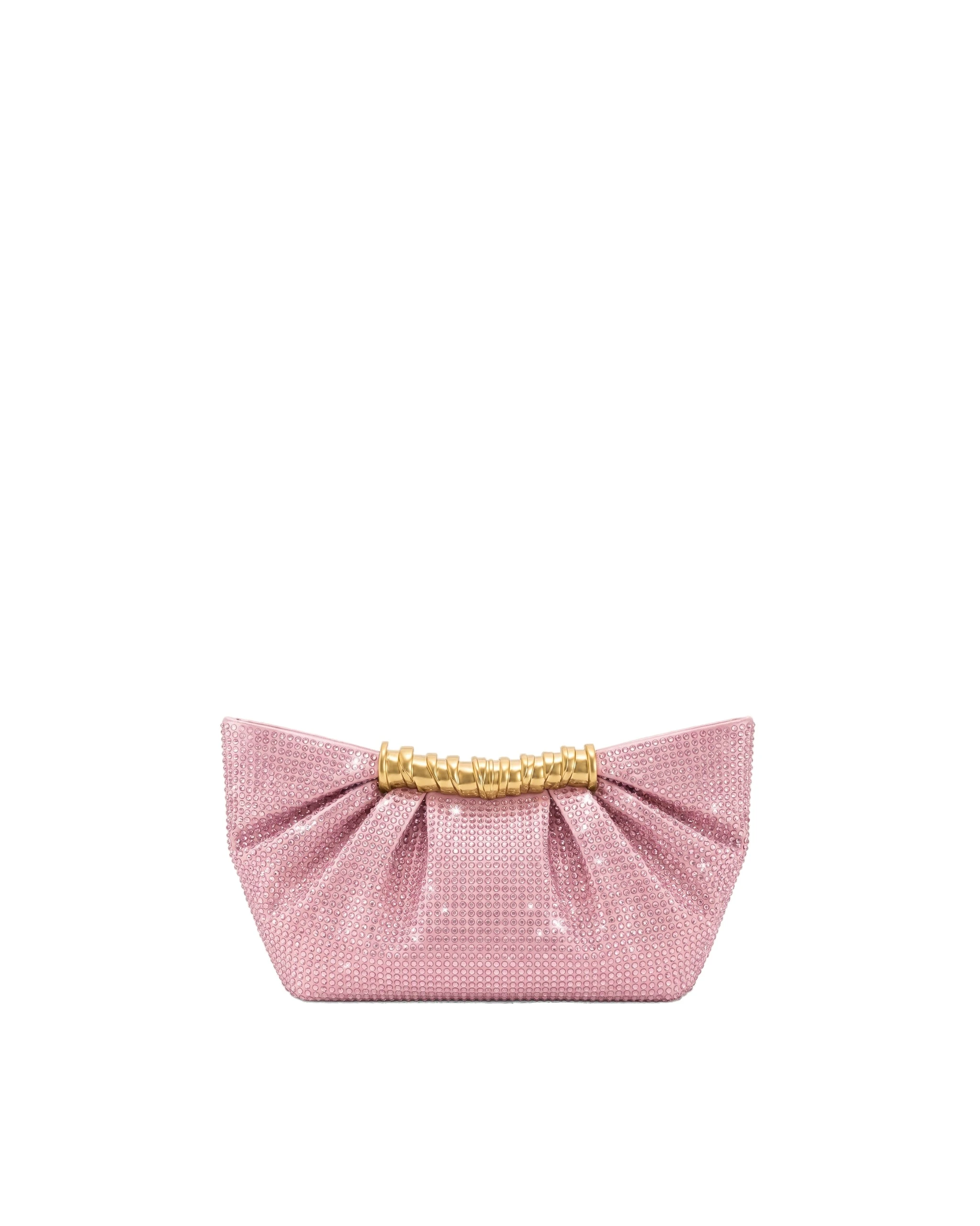 JW PEI Leia Artificial Crystal Pleated Clutch in Pink | Clutch Bags | Luxury Shoes JW PEI Leia Artificial Crystal Pleated Clutch in Pink