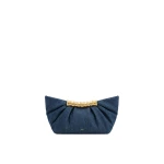 JW PEI Leia Pleated Clutch in Dark Blue Denim