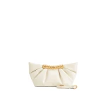 JW PEI Leia Pleated Clutch in White | Clutch Bags | Luxury Shoes JW PEI Leia Pleated Clutch in White