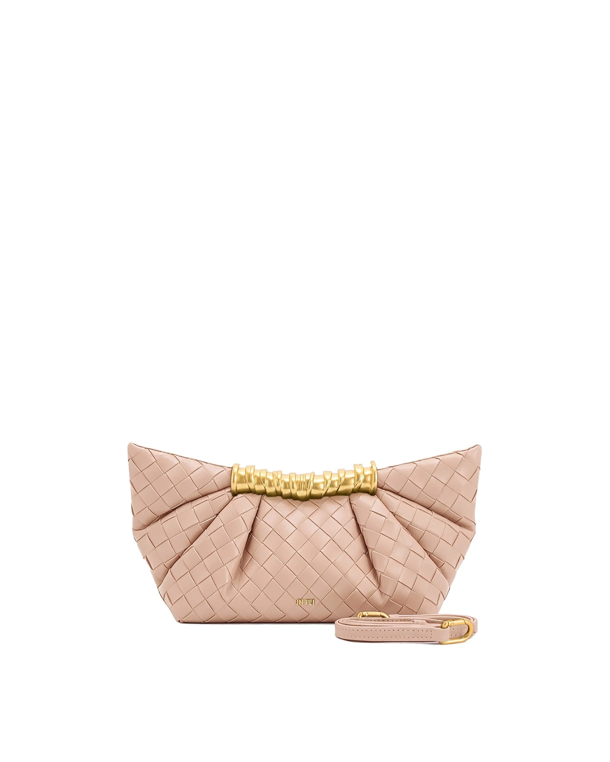 JW PEI Leia Weave Texture Pleated Clutch in Pink | Clutch Bags | Luxury Shoes JW PEI Leia Weave Texture Pleated Clutch in Pink