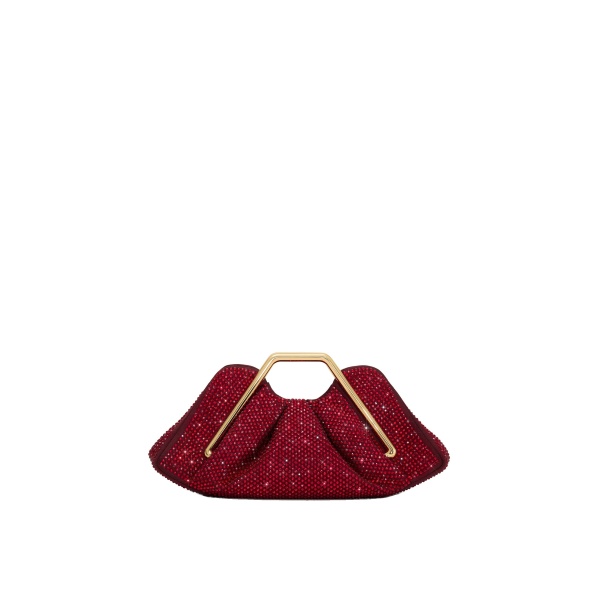 JW PEI Lila Artificial Crystal Metal Frame Clutch in Red