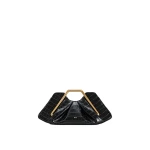 JW PEI Lila Faux Croc-Effect Metal Frame Clutch in Black