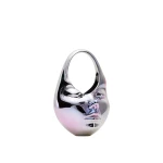 JW PEI Lillian Face Crescent Top Handle Bag in Silver