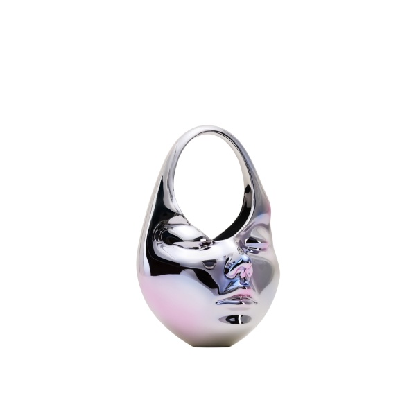 JW PEI Lillian Face Crescent Top Handle Bag in Silver