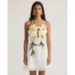 JW PEI Lily-Embroidered Halter Mini Dress