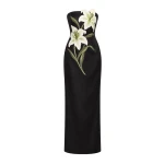 JW PEI Lily Embroidered Strapless Column Maxi Dress