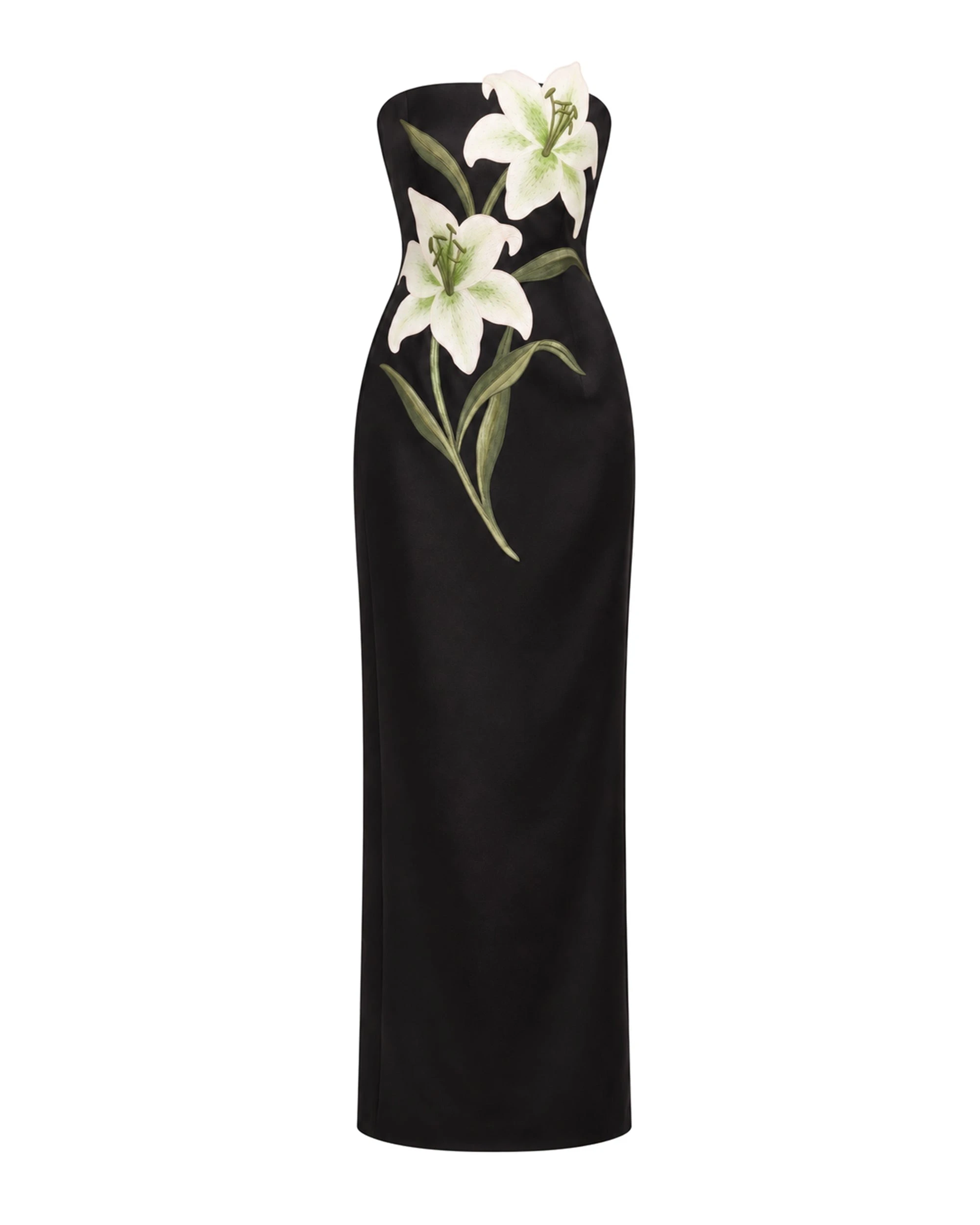 JW PEI maxi dress | Los Angeles Vegan Fashion Dresses | Luxury Shoes JW PEI Lily Embroidered Strapless Column Maxi Dress