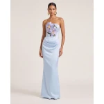 JW PEI Lily Embroidered Strapless Ruched Maxi Dress