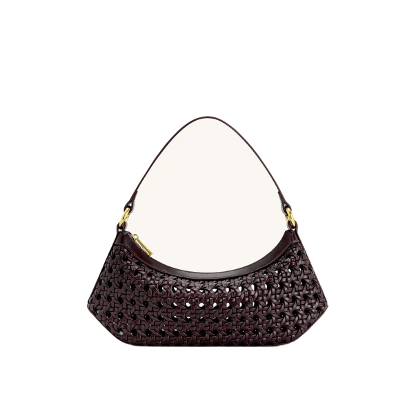 JW PEI Lily Faux Bamboo Woven Shoulder Bag in Deep Claret