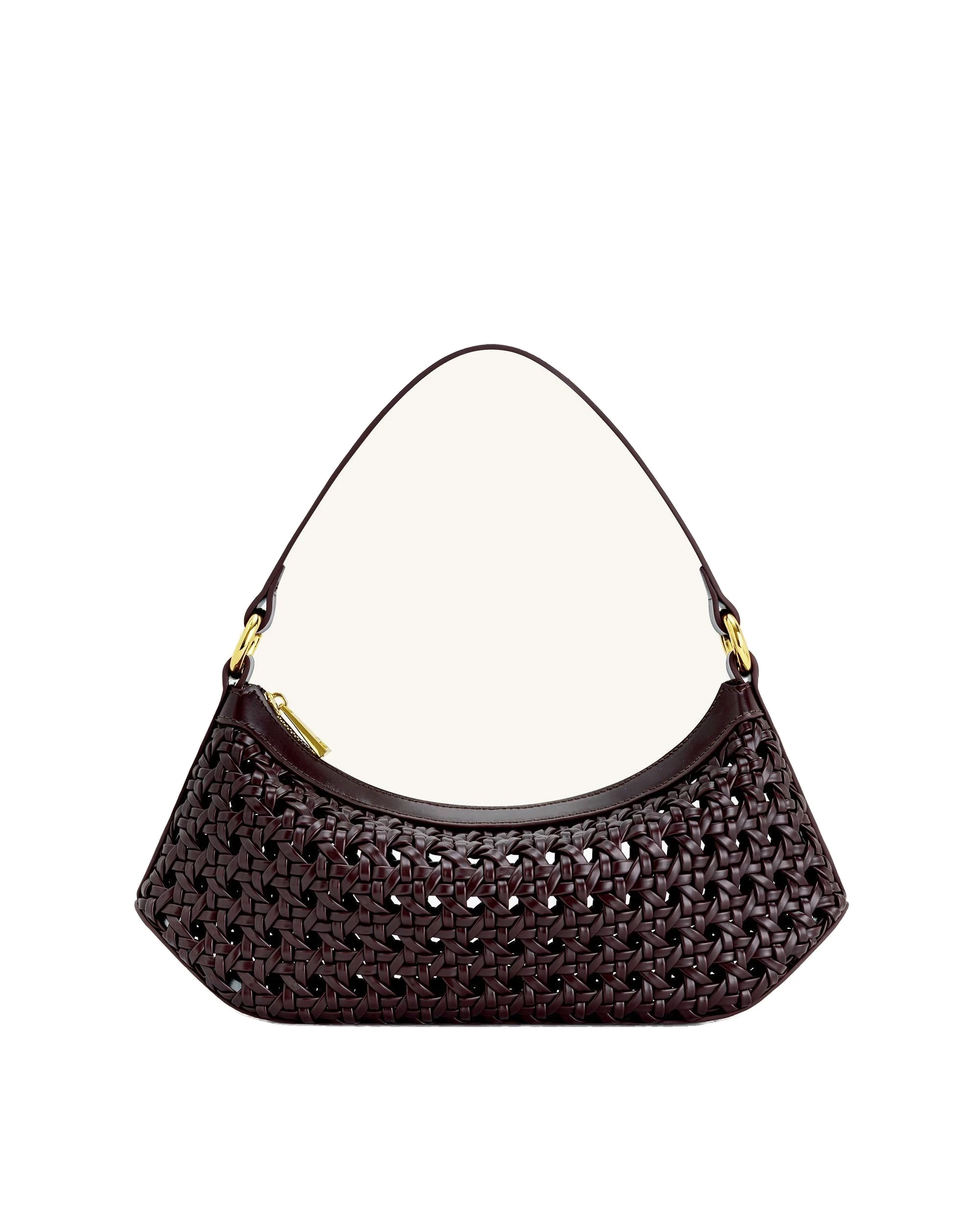 JW PEI Lily Faux Bamboo Woven Shoulder Bag in Deep Claret | Shoulder & Crossbody Bags | Luxury Shoes JW PEI Lily Faux Bamboo Woven Shoulder Bag in Deep Claret