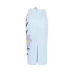 JW PEI Lily Floral Embroidered High Waist Pencil Midi Skirt