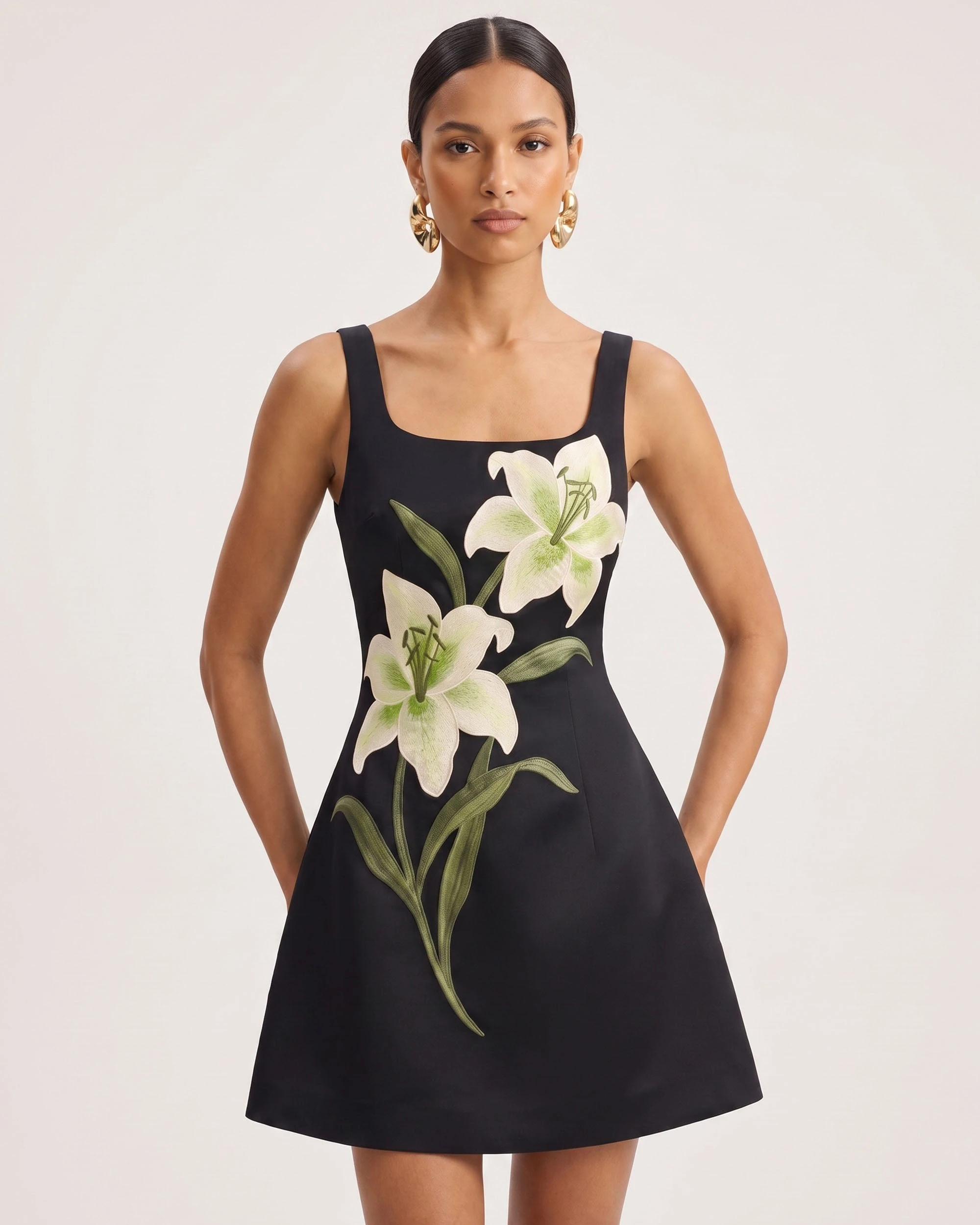 JW PEI mini dress | Los Angeles Vegan Fashion Dresses | Luxury Shoes JW PEI Lily Floral Print Sleeveless A-Line Mini Dress