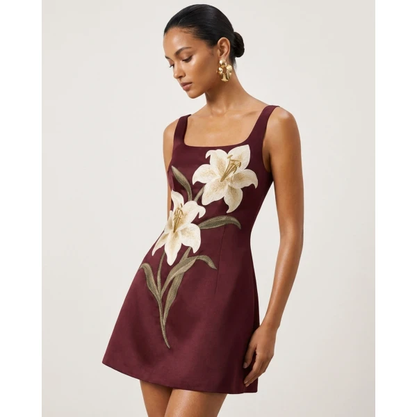 JW PEI Lily Floral Print Sleeveless A-Line Mini Dress