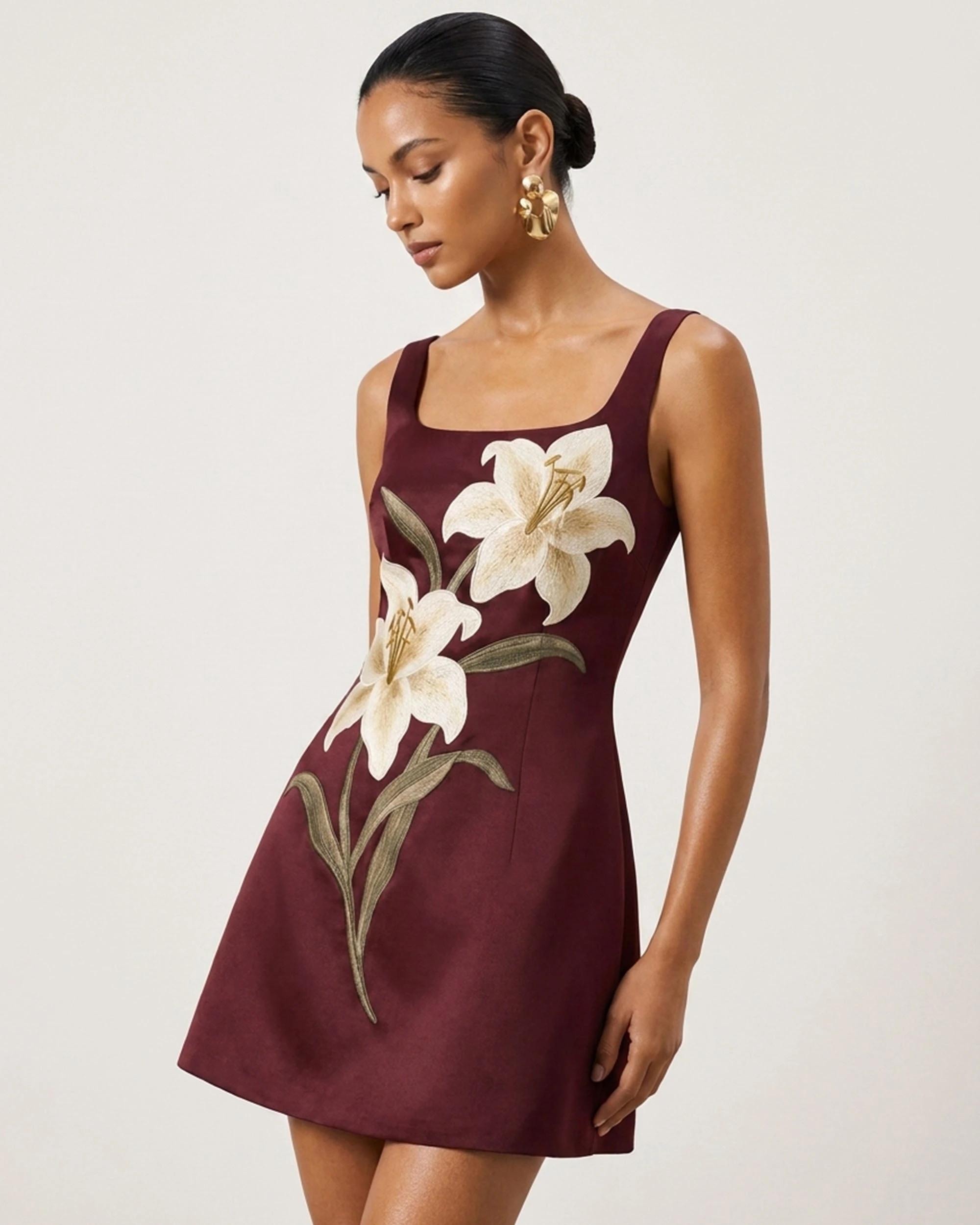 JW PEI mini dress | Los Angeles Vegan Fashion Dresses | Luxury Shoes JW PEI Lily Floral Print Sleeveless A-Line Mini Dress