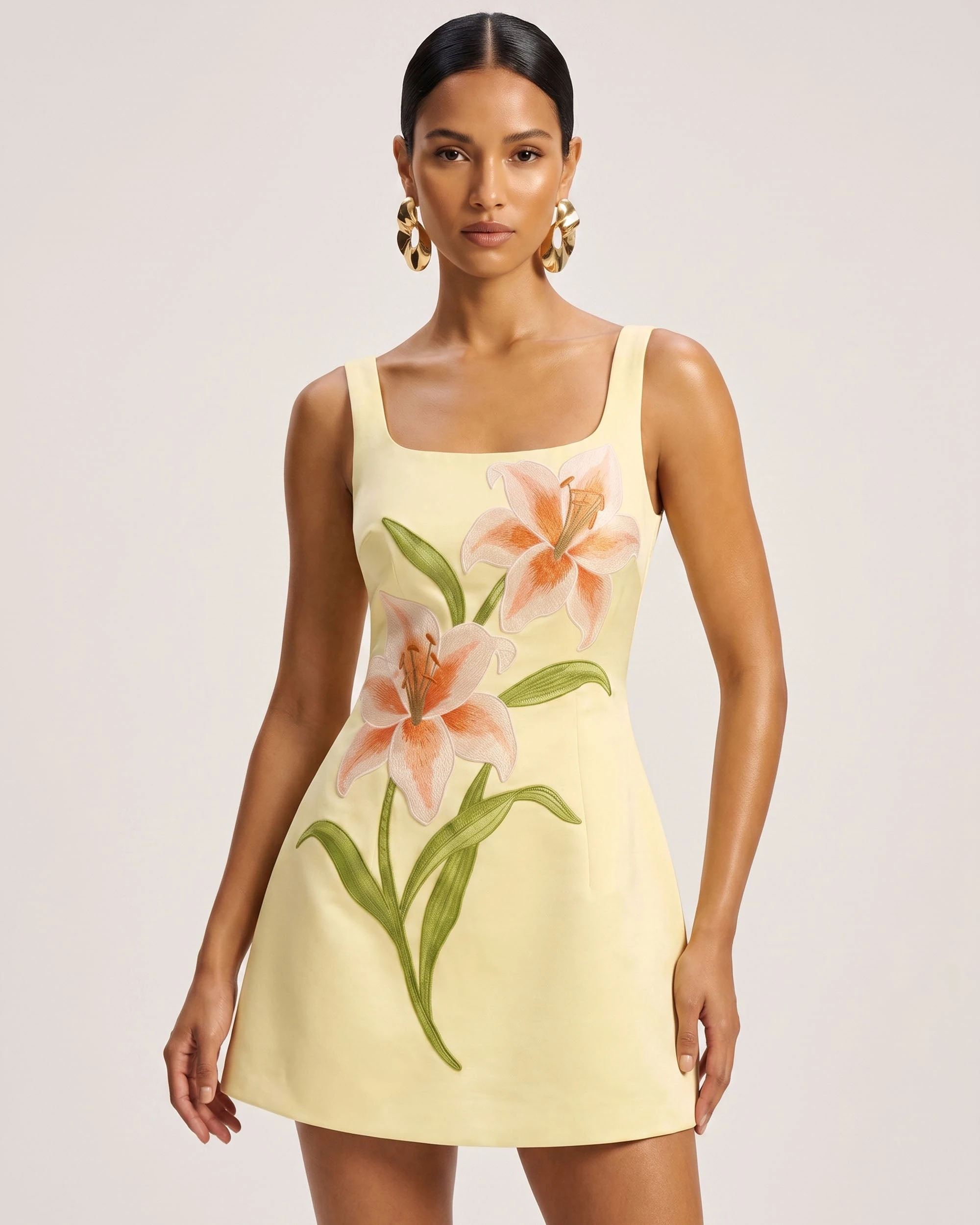 JW PEI mini dress | Los Angeles Vegan Fashion Dresses | Luxury Shoes JW PEI Lily Floral Print Sleeveless A-Line Mini Dress