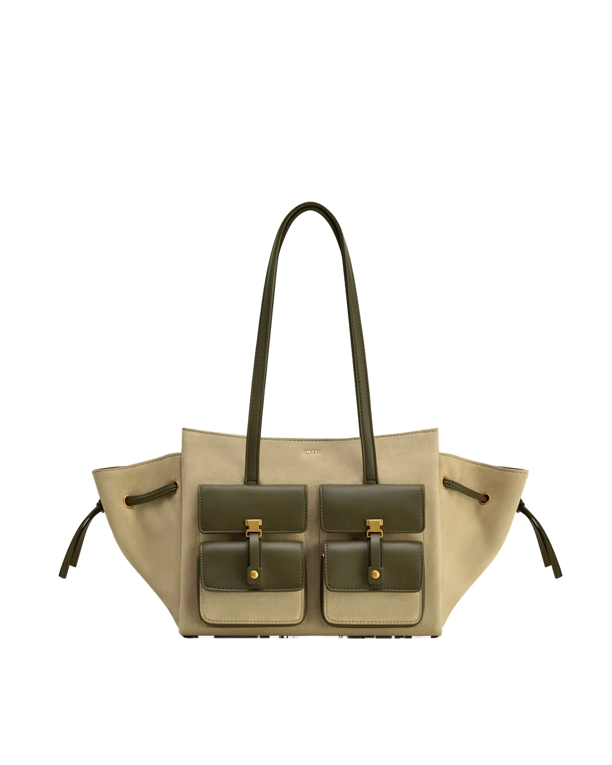 JW PEI Linda Faux Suede Tote Bag in Green | Totes & Top-Handle Bags | Luxury Shoes JW PEI Linda Faux Suede Tote Bag in Green