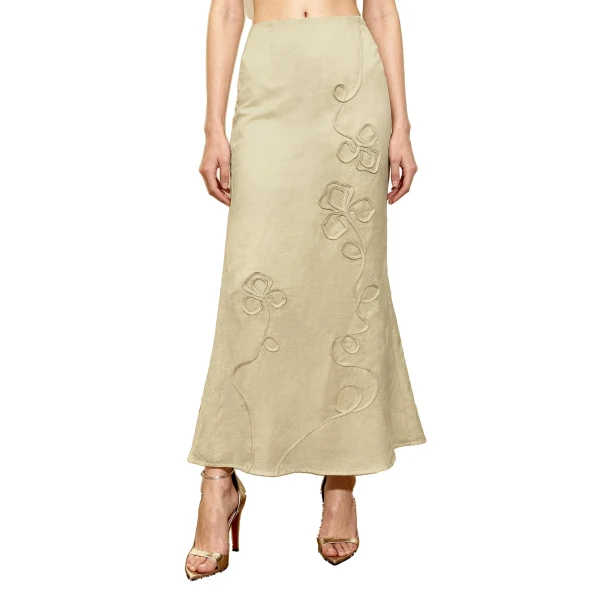 JW PEI Linen Corded Embroidery Maxi Skirt