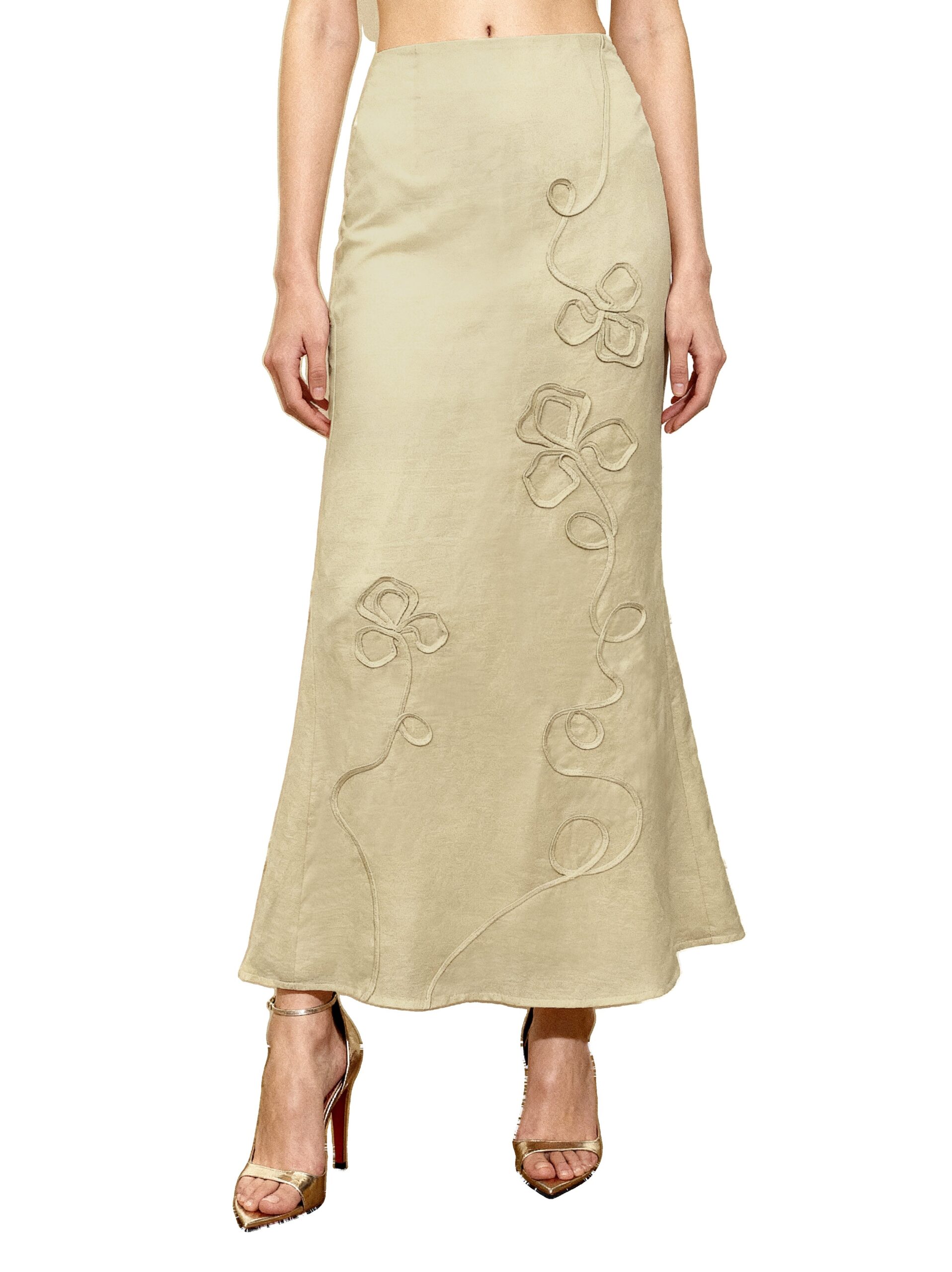 JW PEI skirt | Los Angeles Vegan Fashion Skirts | Luxury Shoes JW PEI Linen Corded Embroidery Maxi Skirt