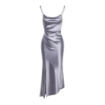 JW PEI Liquid Satin Cowl-Slit Gown