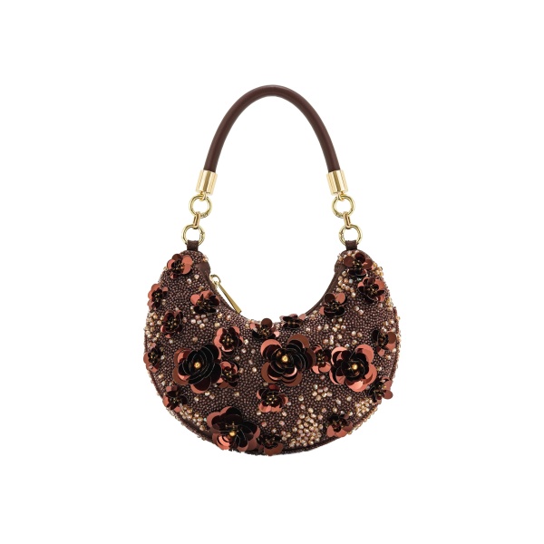 JW PEI Livia Beaded Floral Hobo Bag in Brown