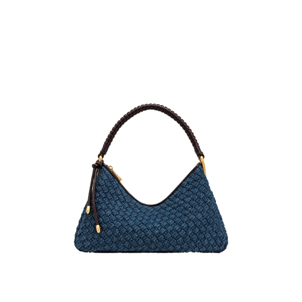 JW PEI Lorena Woven Denim Shoulder Bag in Dark Blue