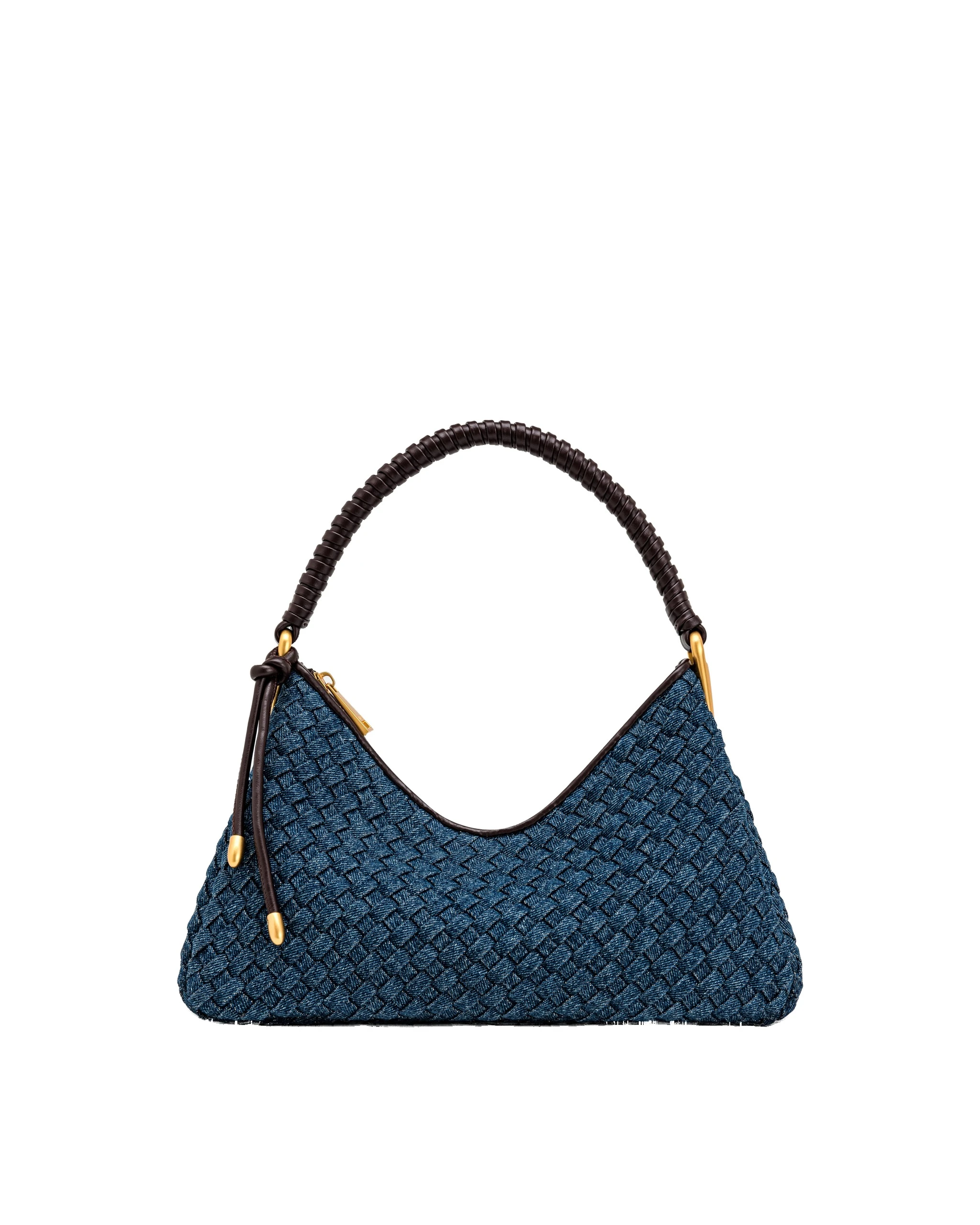 JW PEI Lorena Woven Denim Shoulder Bag in Dark Blue | Shoulder & Crossbody Bags | Luxury Shoes JW PEI Lorena Woven Denim Shoulder Bag in Dark Blue