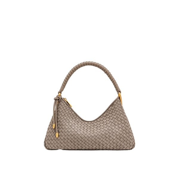 JW PEI Lorena Woven Faux Suede Shoulder Bag in Stone Taupe