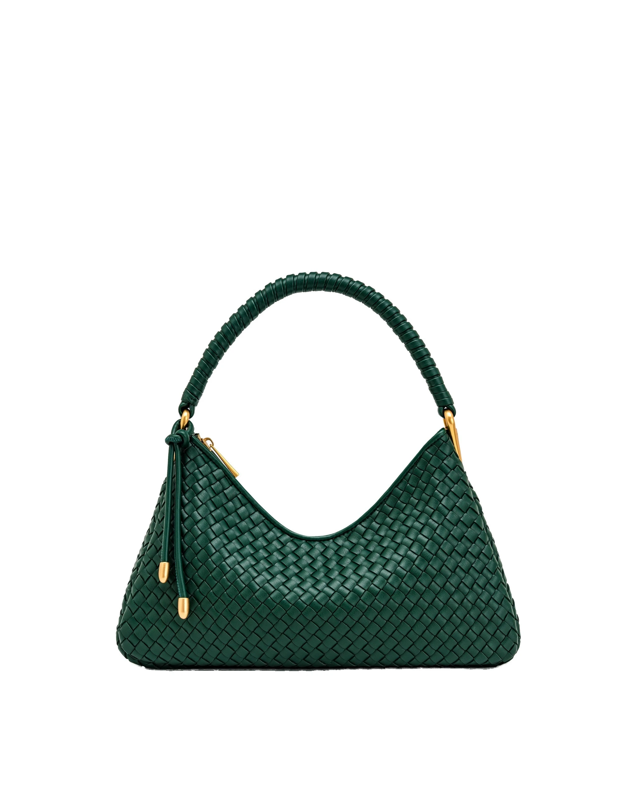 JW PEI Lorena Woven Shoulder Bag in Emerald Green | Shoulder & Crossbody Bags | Luxury Shoes JW PEI Lorena Woven Shoulder Bag in Emerald Green