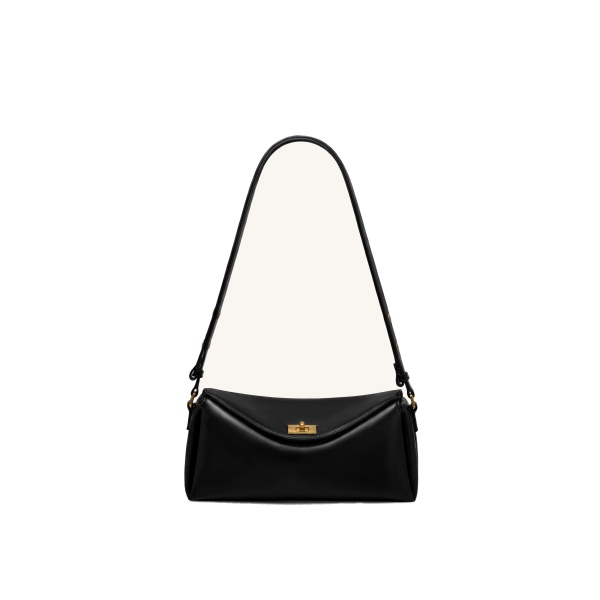 JW PEI Lucia Asymmetric Flap Shoulder Bag in Black