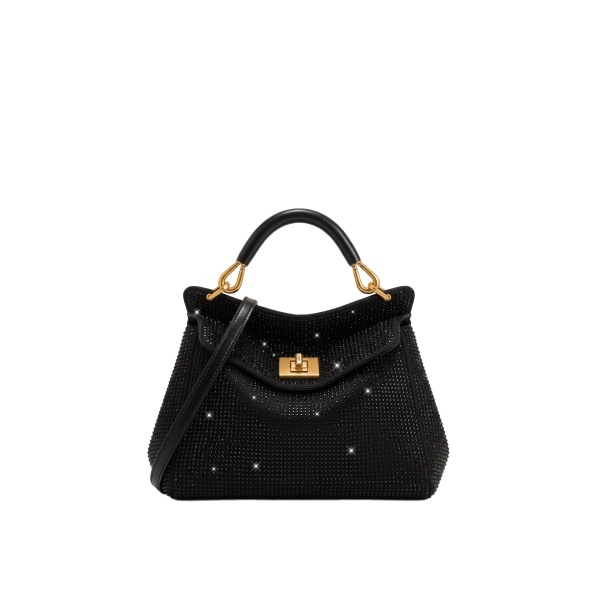 JW PEI Lucia Classic Artificial Crystal Top Handle Bag in Black
