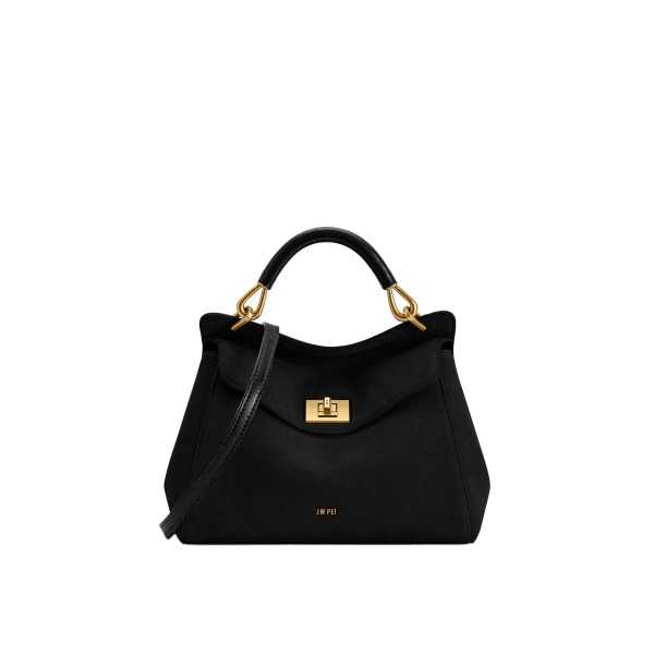 JW PEI Lucia Classic Faux Suede Top Handle Bag in Black