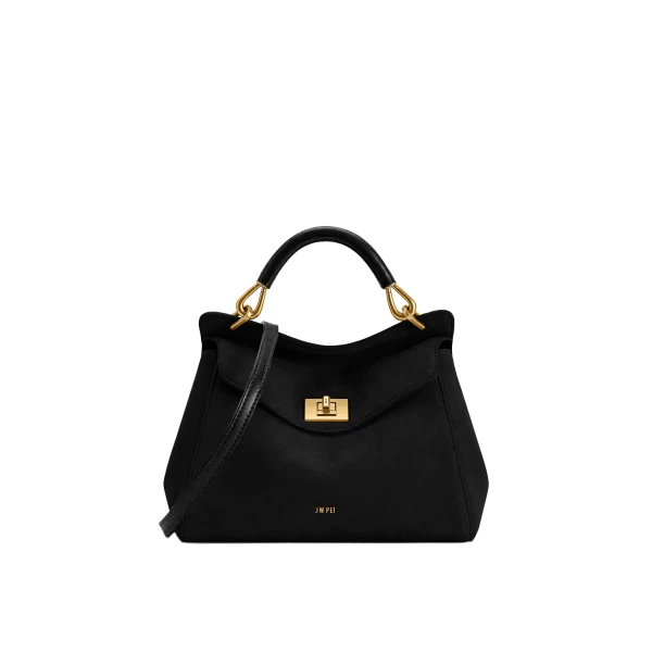 JW PEI Lucia Classic Faux Suede Top Handle Bag in Black
