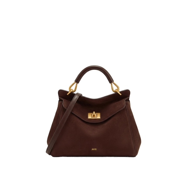 JW PEI Lucia Classic Faux Suede Top Handle Bag in Dark Brown