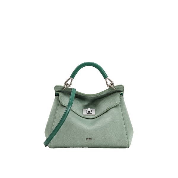 JW PEI Lucia Classic Faux Suede Top Handle Bag in Matcha Green