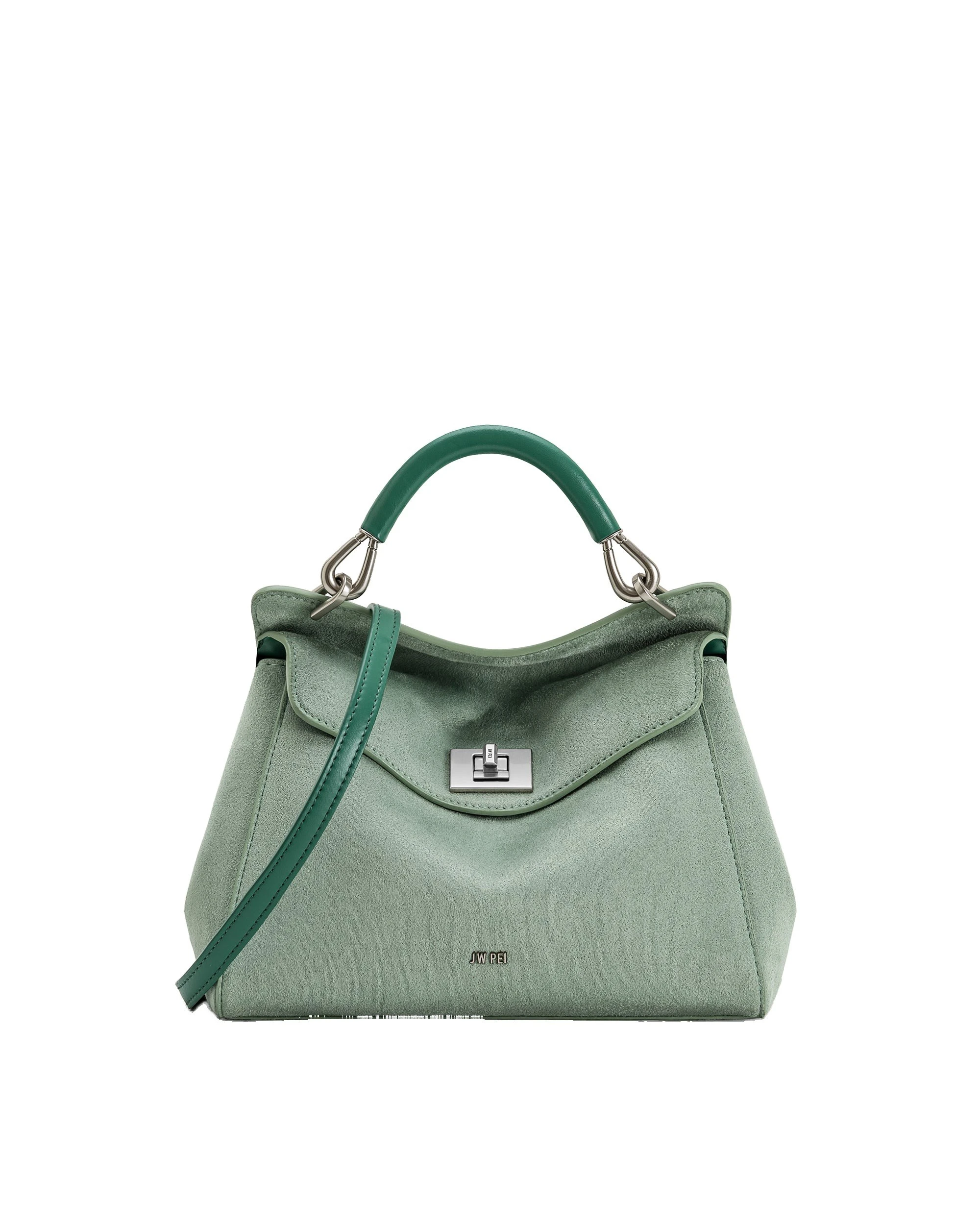JW PEI Lucia Classic Faux Suede Top Handle Bag in Matcha Green | Totes & Top-Handle Bags | Luxury Shoes JW PEI Lucia Classic Faux Suede Top Handle Bag in Matcha Green