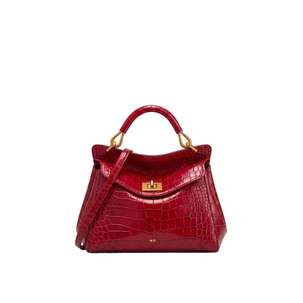 JW PEI Lucia Classic Top Handle Bag in Burgundy Croc